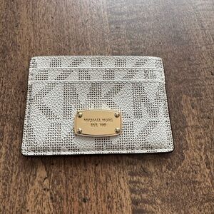 Michael Kors Metallic Ivory and Gold Logo Card Holder